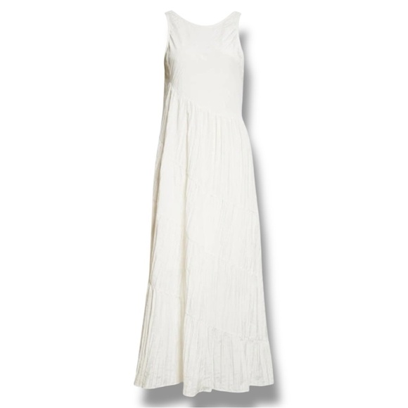 REBECCA TAYLOR Tiered Crinkle Sleeveless silhouette V Back  Maxi Dress Small NEW - Picture 9 of 13